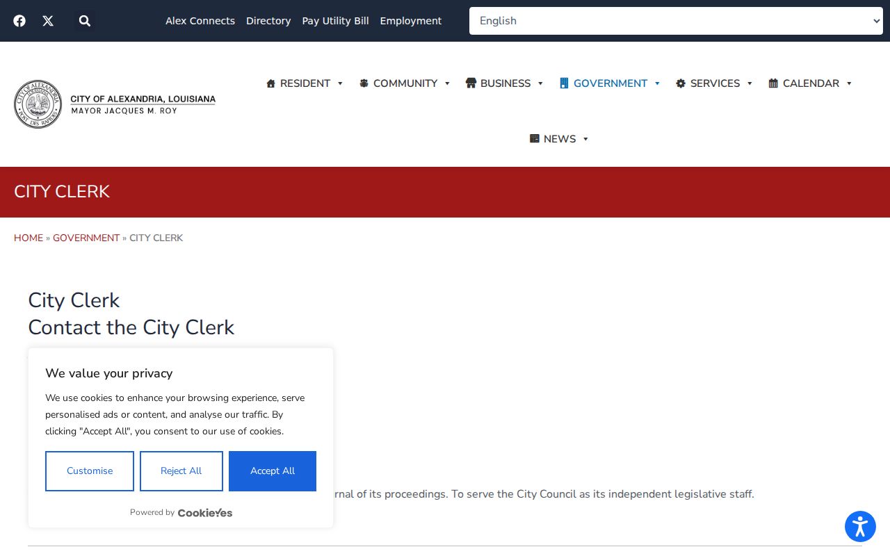 Alexandria city directory City Clerk records page