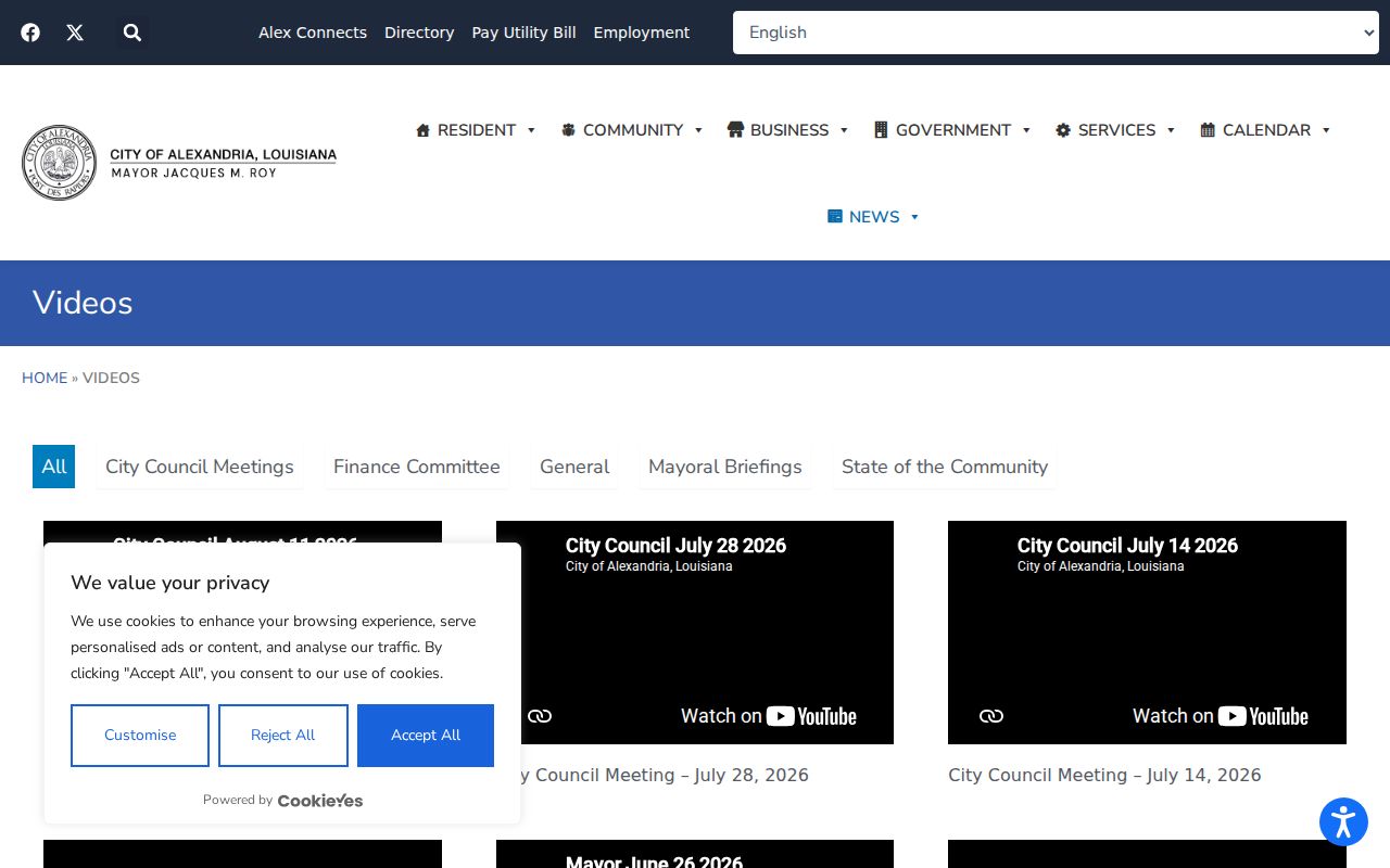 Alexandria City Council video archive used for dated neighborhood context