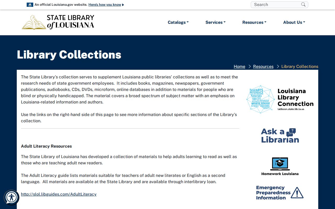State Library of Louisiana collections page for historical Alexandria research